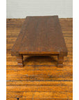 Primitive Wood Indonesian Coffee Table with Distressed Finish and Block Legs-9. Asian & Chinese Furniture, Art, Antiques, Vintage Home Décor for sale at FEA Home