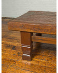 Primitive Wood Indonesian Coffee Table with Distressed Finish and Block Legs-8. Asian & Chinese Furniture, Art, Antiques, Vintage Home Décor for sale at FEA Home