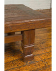 Primitive Wood Indonesian Coffee Table with Distressed Finish and Block Legs-11. Asian & Chinese Furniture, Art, Antiques, Vintage Home Décor for sale at FEA Home