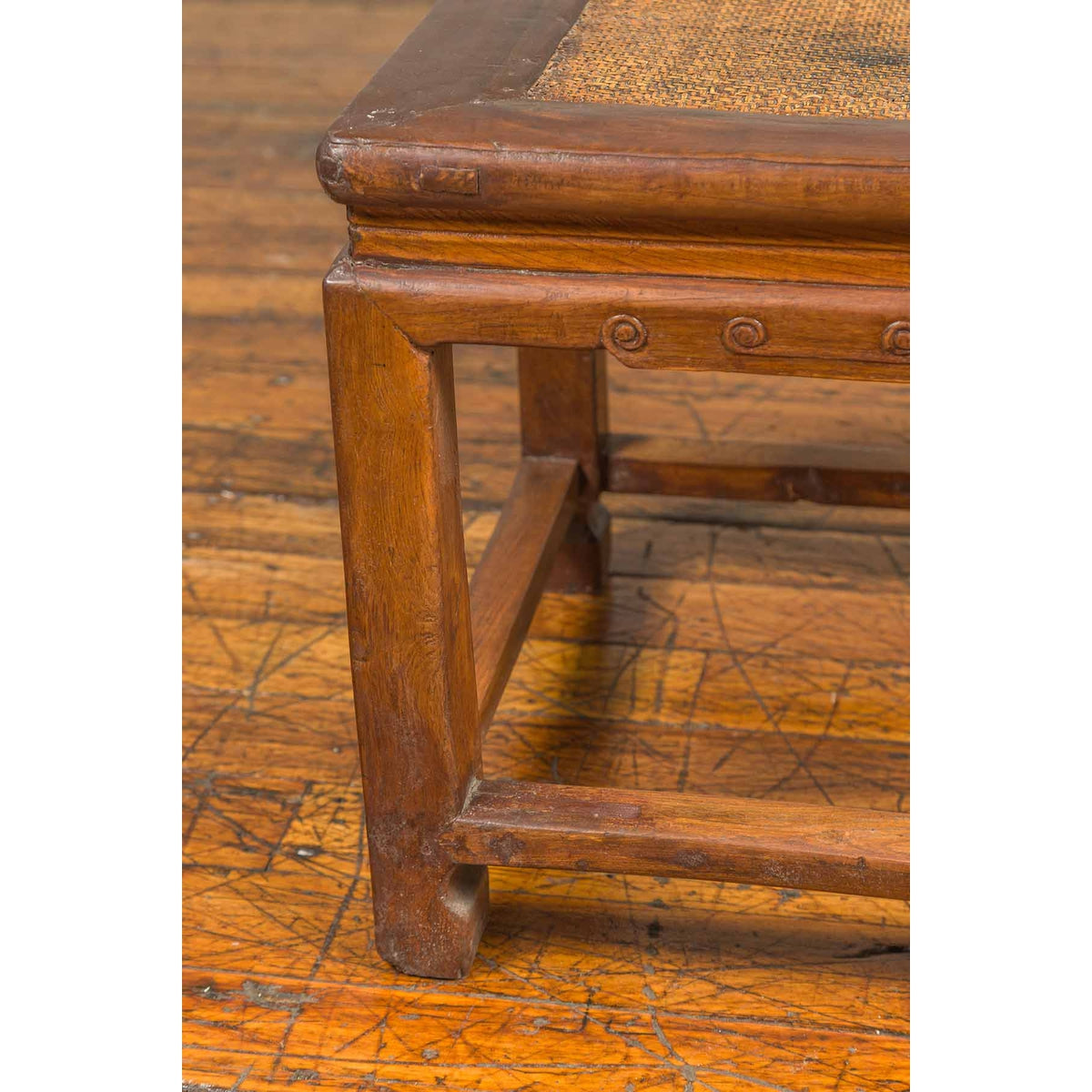 Antique Chinese Ming Style Waisted Stool with Horsehoof Legs and Rattan Inset-11. Asian & Chinese Furniture, Art, Antiques, Vintage Home Décor for sale at FEA Home