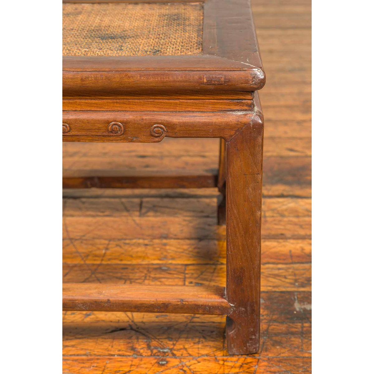 Antique Chinese Ming Style Waisted Stool with Horsehoof Legs and Rattan Inset-12. Asian & Chinese Furniture, Art, Antiques, Vintage Home Décor for sale at FEA Home