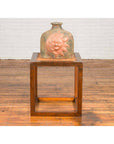 Chinese Vintage Cubic Side Table with Rattan Top, Straight Legs and Stretchers-3. Asian & Chinese Furniture, Art, Antiques, Vintage Home Décor for sale at FEA Home