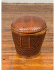 Vintage Chinese Oval Woven Rattan Basket with Lid and Geometric Motifs-10. Asian & Chinese Furniture, Art, Antiques, Vintage Home Décor for sale at FEA Home