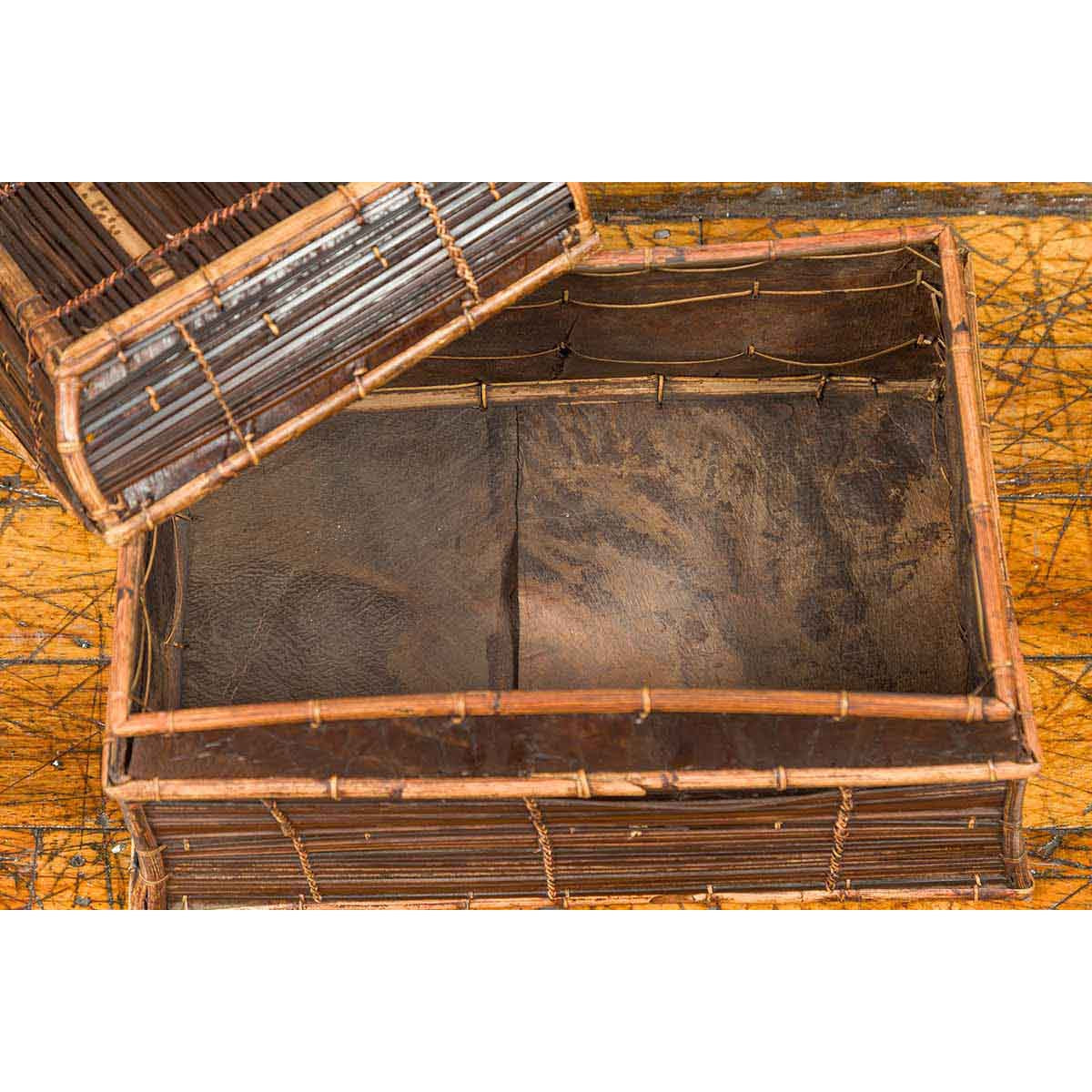 Vintage Banana Leaf Covered and Bamboo Farmer's Basket from the Philippines-7. Asian & Chinese Furniture, Art, Antiques, Vintage Home Décor for sale at FEA Home