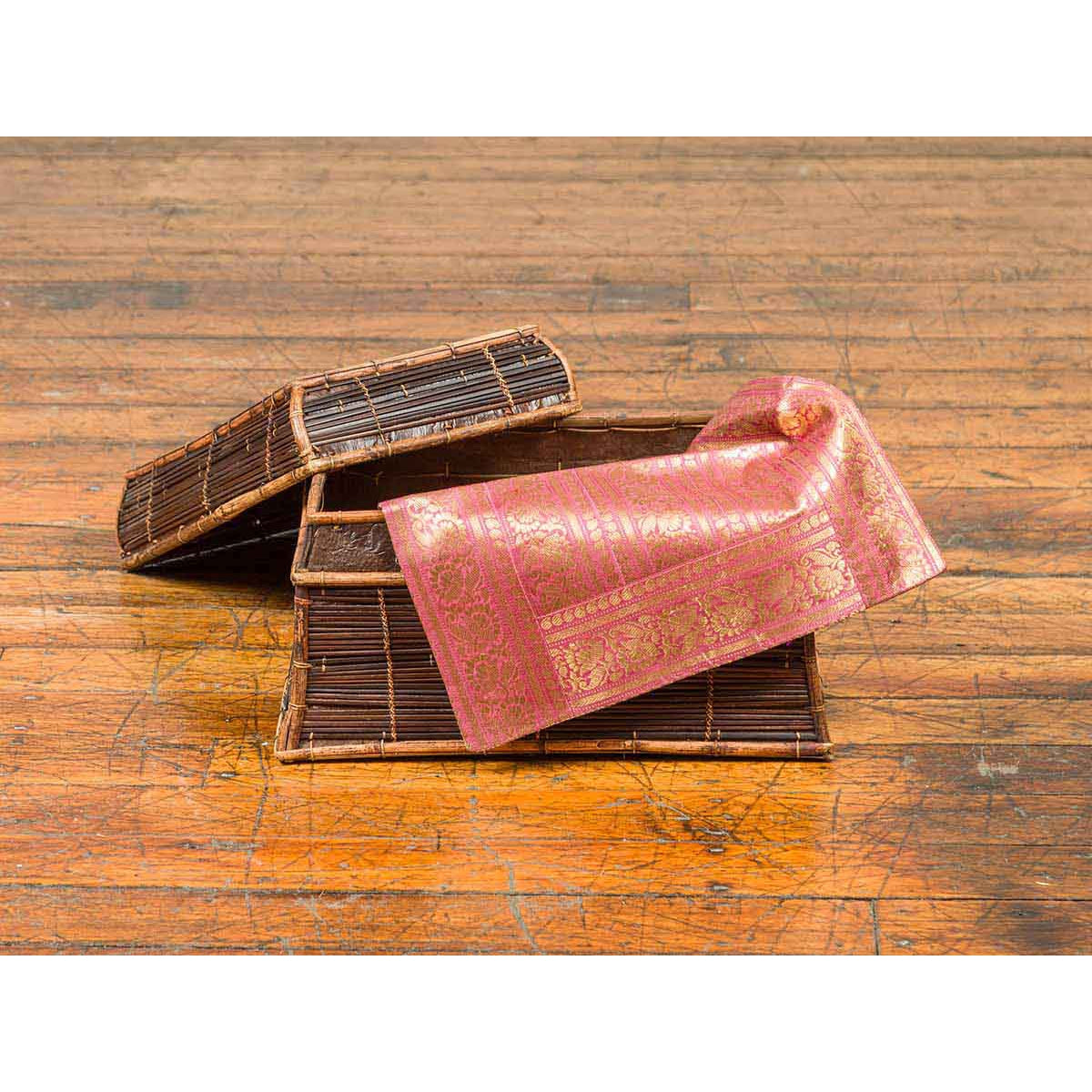 Vintage Banana Leaf Covered and Bamboo Farmer's Basket from the Philippines-3. Asian & Chinese Furniture, Art, Antiques, Vintage Home Décor for sale at FEA Home