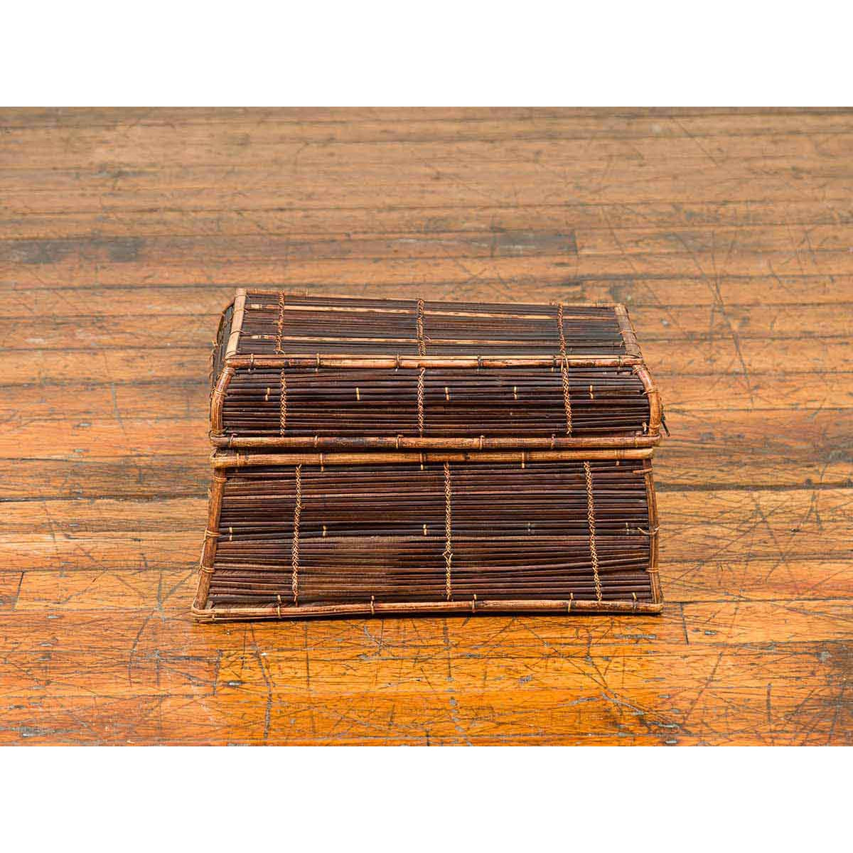 Vintage Banana Leaf Covered and Bamboo Farmer's Basket from the Philippines-5. Asian & Chinese Furniture, Art, Antiques, Vintage Home Décor for sale at FEA Home