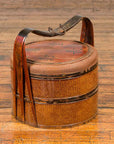 Antique Chinese Rattan Tiered Lunch Box with Carved Handle and Calligraphy-2. Asian & Chinese Furniture, Art, Antiques, Vintage Home Décor for sale at FEA Home