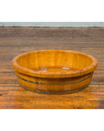 Chinese Qing Dynasty Period 19th Century Elm Round Rice Tray with Brass Braces-12. Asian & Chinese Furniture, Art, Antiques, Vintage Home Décor for sale at FEA Home