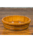 Chinese Qing Dynasty Period 19th Century Elm Round Rice Tray with Brass Braces-13. Asian & Chinese Furniture, Art, Antiques, Vintage Home Décor for sale at FEA Home
