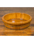 Chinese Qing Dynasty Period 19th Century Elm Round Rice Tray with Brass Braces-14. Asian & Chinese Furniture, Art, Antiques, Vintage Home Décor for sale at FEA Home