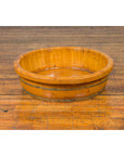Chinese Qing Dynasty Period 19th Century Elm Round Rice Tray with Brass Braces-6. Asian & Chinese Furniture, Art, Antiques, Vintage Home Décor for sale at FEA Home