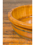 Chinese Qing Dynasty Period 19th Century Elm Round Rice Tray with Brass Braces-5. Asian & Chinese Furniture, Art, Antiques, Vintage Home Décor for sale at FEA Home