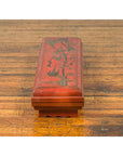 Chinese Qing Dynasty Red Lacquered Scroll Box with Distressed Gold Chinoiserie-7. Asian & Chinese Furniture, Art, Antiques, Vintage Home Décor for sale at FEA Home