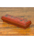Chinese Qing Dynasty Red Lacquered Scroll Box with Distressed Gold Chinoiserie-3. Asian & Chinese Furniture, Art, Antiques, Vintage Home Décor for sale at FEA Home