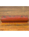 Chinese Qing Dynasty Red Lacquered Scroll Box with Distressed Gold Chinoiserie-4. Asian & Chinese Furniture, Art, Antiques, Vintage Home Décor for sale at FEA Home