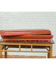 Chinese Qing Dynasty Red Lacquered Scroll Box with Distressed Gold Chinoiserie-14. Asian & Chinese Furniture, Art, Antiques, Vintage Home Décor for sale at FEA Home