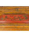 Chinese Qing Dynasty Red Lacquered Scroll Box with Distressed Gold Chinoiserie-9. Asian & Chinese Furniture, Art, Antiques, Vintage Home Décor for sale at FEA Home