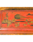 Chinese Qing Dynasty Red Lacquered Scroll Box with Distressed Gold Chinoiserie-10. Asian & Chinese Furniture, Art, Antiques, Vintage Home Décor for sale at FEA Home