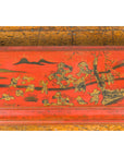 Chinese Qing Dynasty Red Lacquered Scroll Box with Distressed Gold Chinoiserie-11. Asian & Chinese Furniture, Art, Antiques, Vintage Home Décor for sale at FEA Home
