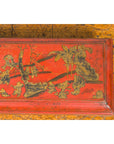 Chinese Qing Dynasty Red Lacquered Scroll Box with Distressed Gold Chinoiserie-12. Asian & Chinese Furniture, Art, Antiques, Vintage Home Décor for sale at FEA Home