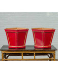 Japanese Taishō Gold and Red Lacquer Hexagonal Planters with Reeded Cartouches-9. Asian & Chinese Furniture, Art, Antiques, Vintage Home Décor for sale at FEA Home