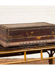 Antique Chinese Wooden Document Box with Distressed Patina and Brass Stud Design-5. Asian & Chinese Furniture, Art, Antiques, Vintage Home Décor for sale at FEA Home