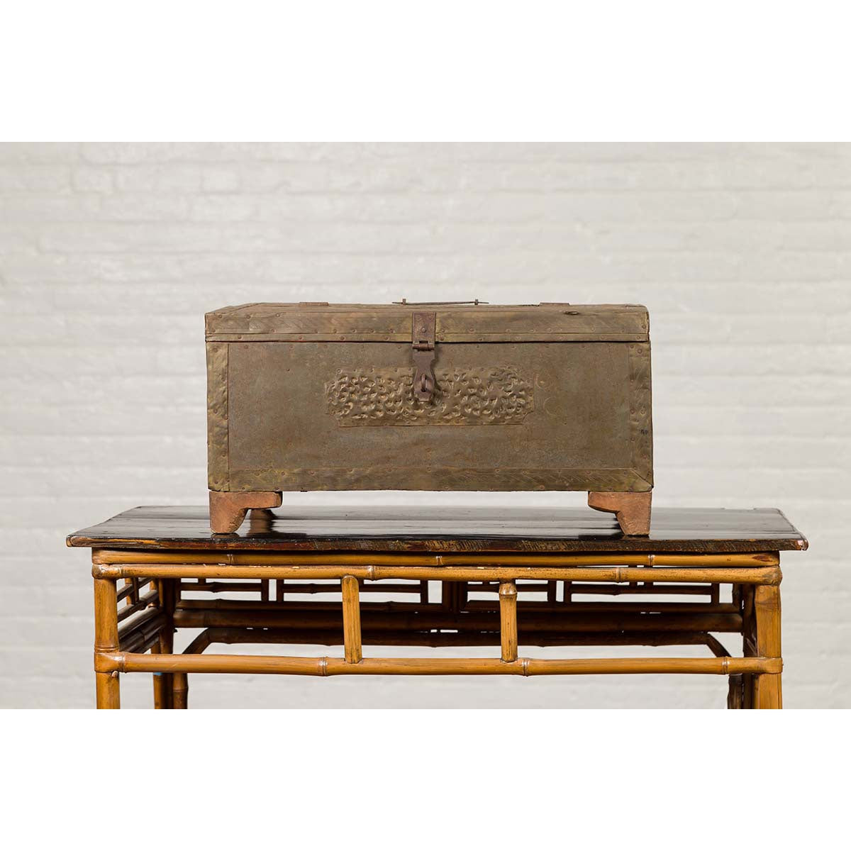 Indian 19th Century Merchant's Chest with Pierced Geometric Decor and Patina-6. Asian & Chinese Furniture, Art, Antiques, Vintage Home Décor for sale at FEA Home