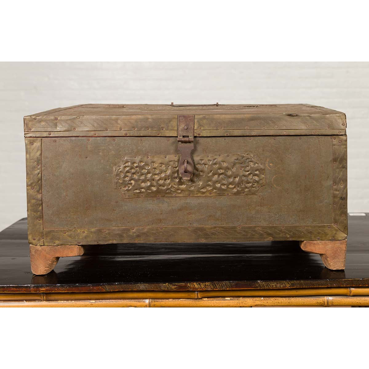 Indian 19th Century Merchant's Chest with Pierced Geometric Decor and Patina-7. Asian & Chinese Furniture, Art, Antiques, Vintage Home Décor for sale at FEA Home
