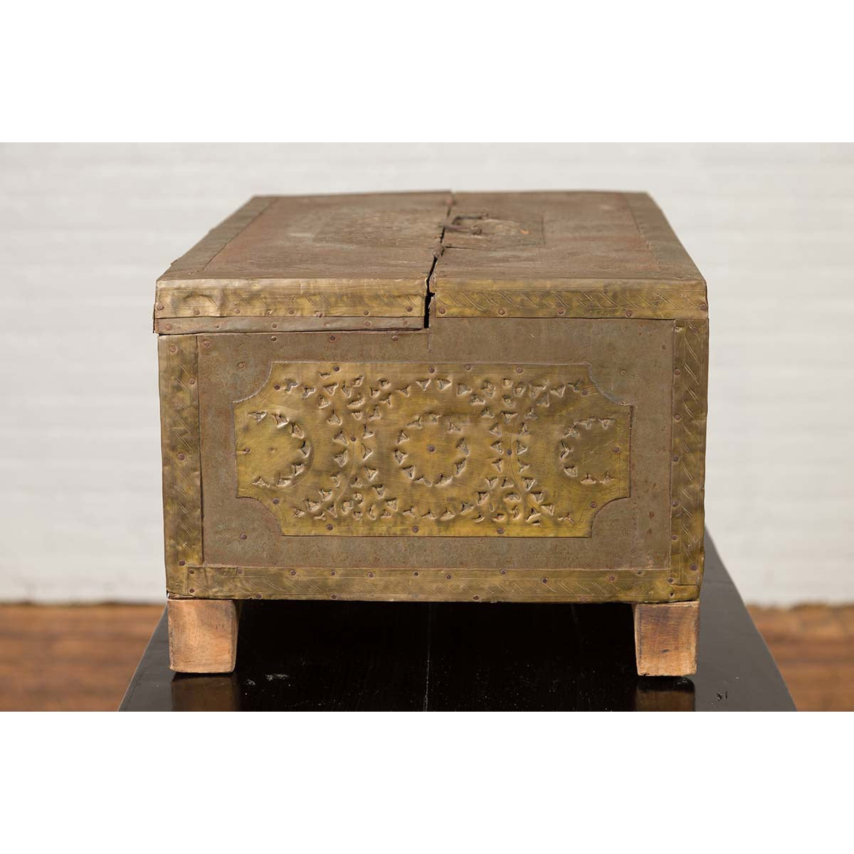 Indian 19th Century Merchant's Chest with Pierced Geometric Decor and Patina-11. Asian & Chinese Furniture, Art, Antiques, Vintage Home Décor for sale at FEA Home