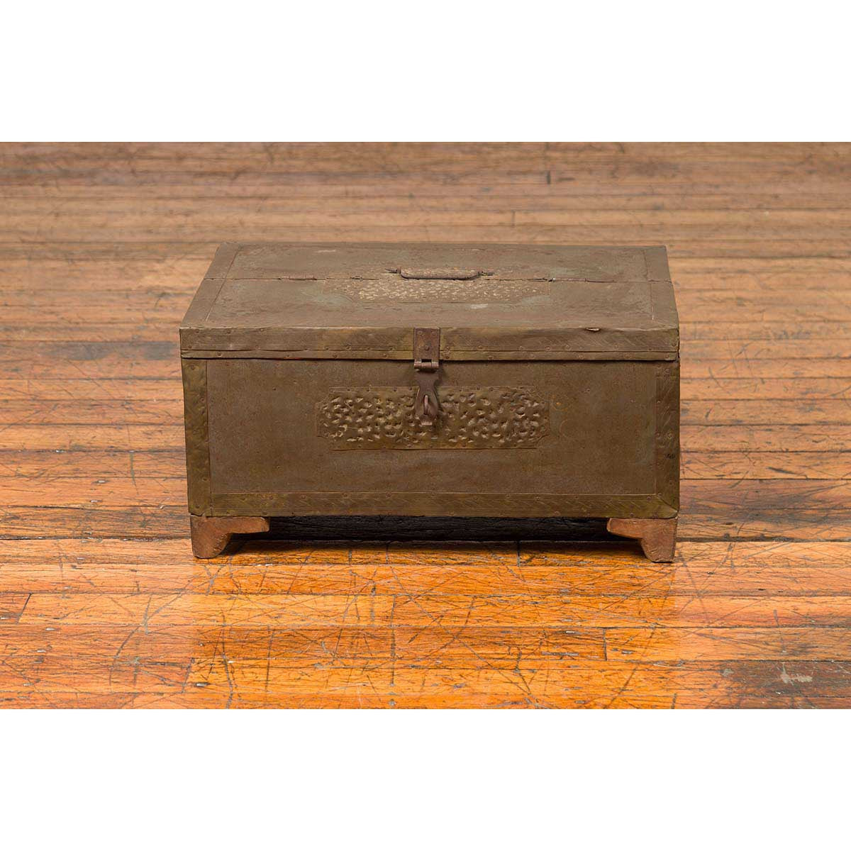 Indian 19th Century Merchant's Chest with Pierced Geometric Decor and Patina-4. Asian & Chinese Furniture, Art, Antiques, Vintage Home Décor for sale at FEA Home