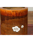 Japanese Meiji Period 19th Century Hibachi Planter with Burnt Patina and Flower-4. Asian & Chinese Furniture, Art, Antiques, Vintage Home Décor for sale at FEA Home