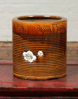 Japanese Meiji Period 19th Century Hibachi Planter with Burnt Patina and Flower-2. Asian & Chinese Furniture, Art, Antiques, Vintage Home Décor for sale at FEA Home