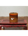 Japanese Meiji Period 19th Century Hibachi Planter with Burnt Patina and Flower-9. Asian & Chinese Furniture, Art, Antiques, Vintage Home Décor for sale at FEA Home