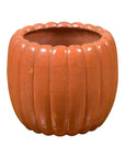 Japanese Taishō Period Handmade Coral Colored Pumpkin Shaped Planter-1. Asian & Chinese Furniture, Art, Antiques, Vintage Home Décor for sale at FEA Home