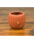 Japanese Taishō Period Handmade Coral Colored Pumpkin Shaped Planter-3. Asian & Chinese Furniture, Art, Antiques, Vintage Home Décor for sale at FEA Home