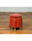 Japanese Taishō Red Lacquered Hokai Box with Brass Accents and Original Rope-7. Asian & Chinese Furniture, Art, Antiques, Vintage Home Décor for sale at FEA Home