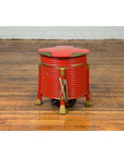 Japanese Taishō Red Lacquered Hokai Box with Brass Accents and Original Rope-8. Asian & Chinese Furniture, Art, Antiques, Vintage Home Décor for sale at FEA Home