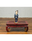 Small Chinese Statue of a Court Lady Wearing Blue Kimono and Holding a Baby-3. Asian & Chinese Furniture, Art, Antiques, Vintage Home Décor for sale at FEA Home