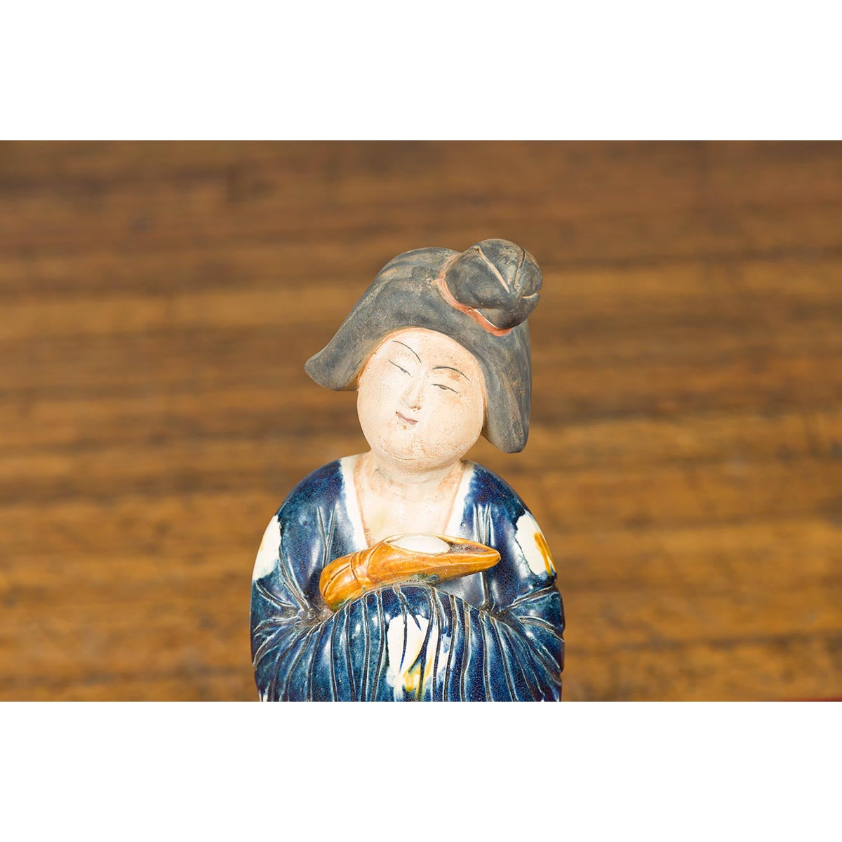 Small Chinese Statue of a Court Lady Wearing Blue Kimono and Holding a Baby-9. Asian & Chinese Furniture, Art, Antiques, Vintage Home Décor for sale at FEA Home