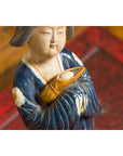 Small Chinese Statue of a Court Lady Wearing Blue Kimono and Holding a Baby-12. Asian & Chinese Furniture, Art, Antiques, Vintage Home Décor for sale at FEA Home