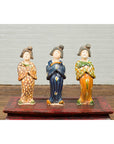 Chinese Court Lady Statue with Egg and Spinach Pattern Kimono and Holding a Dog-3. Asian & Chinese Furniture, Art, Antiques, Vintage Home Décor for sale at FEA Home