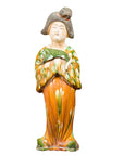 Chinese Court Lady Statue with Egg and Spinach Pattern Kimono and Holding a Dog-1. Asian & Chinese Furniture, Art, Antiques, Vintage Home Décor for sale at FEA Home