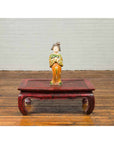 Chinese Court Lady Statue with Egg and Spinach Pattern Kimono and Holding a Dog-10. Asian & Chinese Furniture, Art, Antiques, Vintage Home Décor for sale at FEA Home