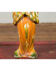 Chinese Court Lady Statue with Egg and Spinach Pattern Kimono and Holding a Dog-11. Asian & Chinese Furniture, Art, Antiques, Vintage Home Décor for sale at FEA Home