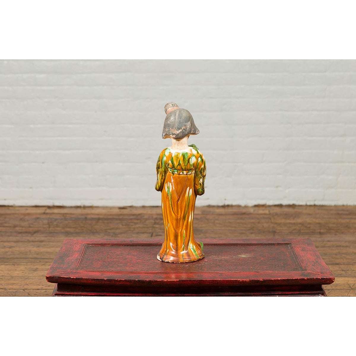 Chinese Court Lady Statue with Egg and Spinach Pattern Kimono and Holding a Dog-8. Asian & Chinese Furniture, Art, Antiques, Vintage Home Décor for sale at FEA Home