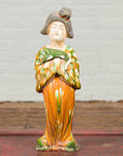 Chinese Court Lady Statue with Egg and Spinach Pattern Kimono and Holding a Dog-2. Asian & Chinese Furniture, Art, Antiques, Vintage Home Décor for sale at FEA Home