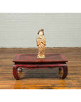 Statue of a Chinese Court Lady Wearing Brown Patterned Kimono and Holding a Baby-9. Asian & Chinese Furniture, Art, Antiques, Vintage Home Décor for sale at FEA Home