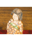 Statue of a Chinese Court Lady Wearing Brown Patterned Kimono and Holding a Baby-11. Asian & Chinese Furniture, Art, Antiques, Vintage Home Décor for sale at FEA Home