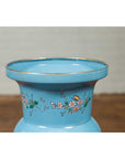 Vintage Chinese Hand Painted Blue Metal Vase with Calligraphy and Floral Décor-6. Asian & Chinese Furniture, Art, Antiques, Vintage Home Décor for sale at FEA Home