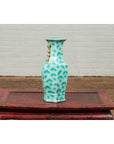 Vintage Chinese Turquoise Vase with Spotted Design and Hexagonal Neck-4. Asian & Chinese Furniture, Art, Antiques, Vintage Home Décor for sale at FEA Home